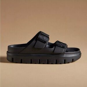 Papillon by Birkenstock Arizona Chunky Black Leather Sandals, Size 36 — NWT